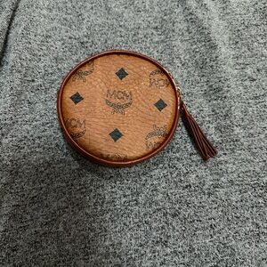 MCM Tan Monogram Pouch Coin Purse Toby Wallet cognac